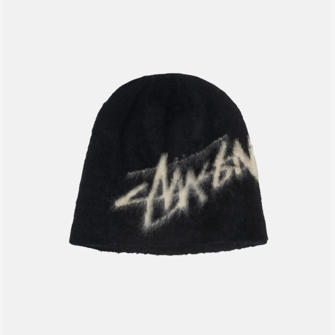 Stüssy Brushed Out Stock Skullcap Beanie Black vista frontale