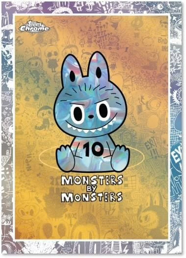 Close-up of Topps Chrome Labubu The Monsters cards 