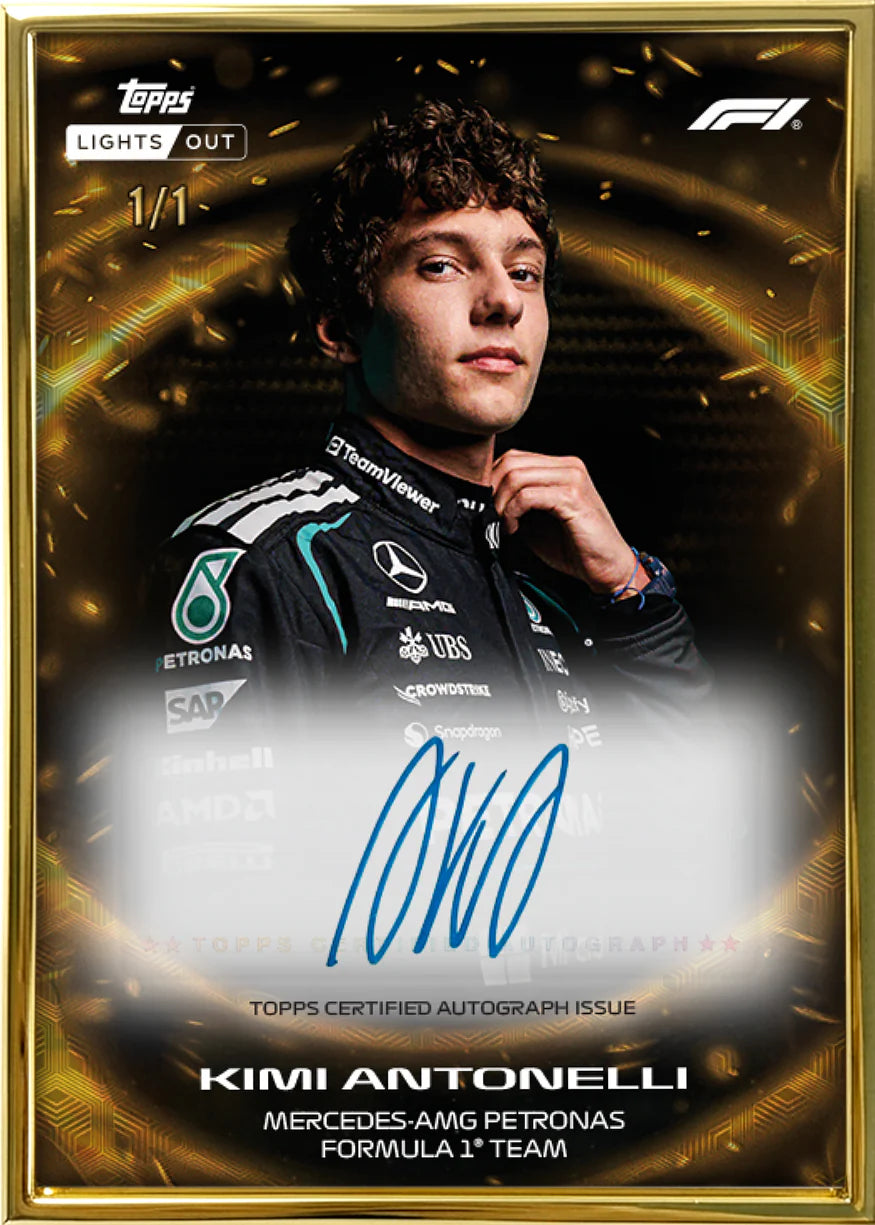 Close-up of Topps Formula 1 Lights Out 2026 Kimi Antonelli’s Card