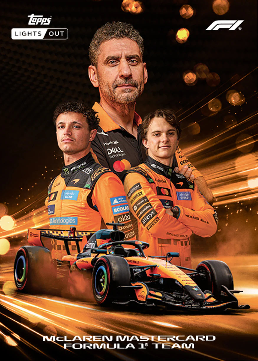 Close-up of McLaren Team’s Topps Formula 1 Lights Out 2026 card