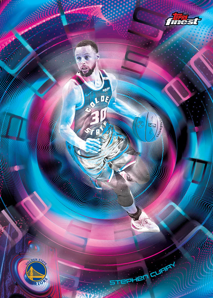 Close-up of Topps Finest 2025-26 Basketball Stephen Curry’s card