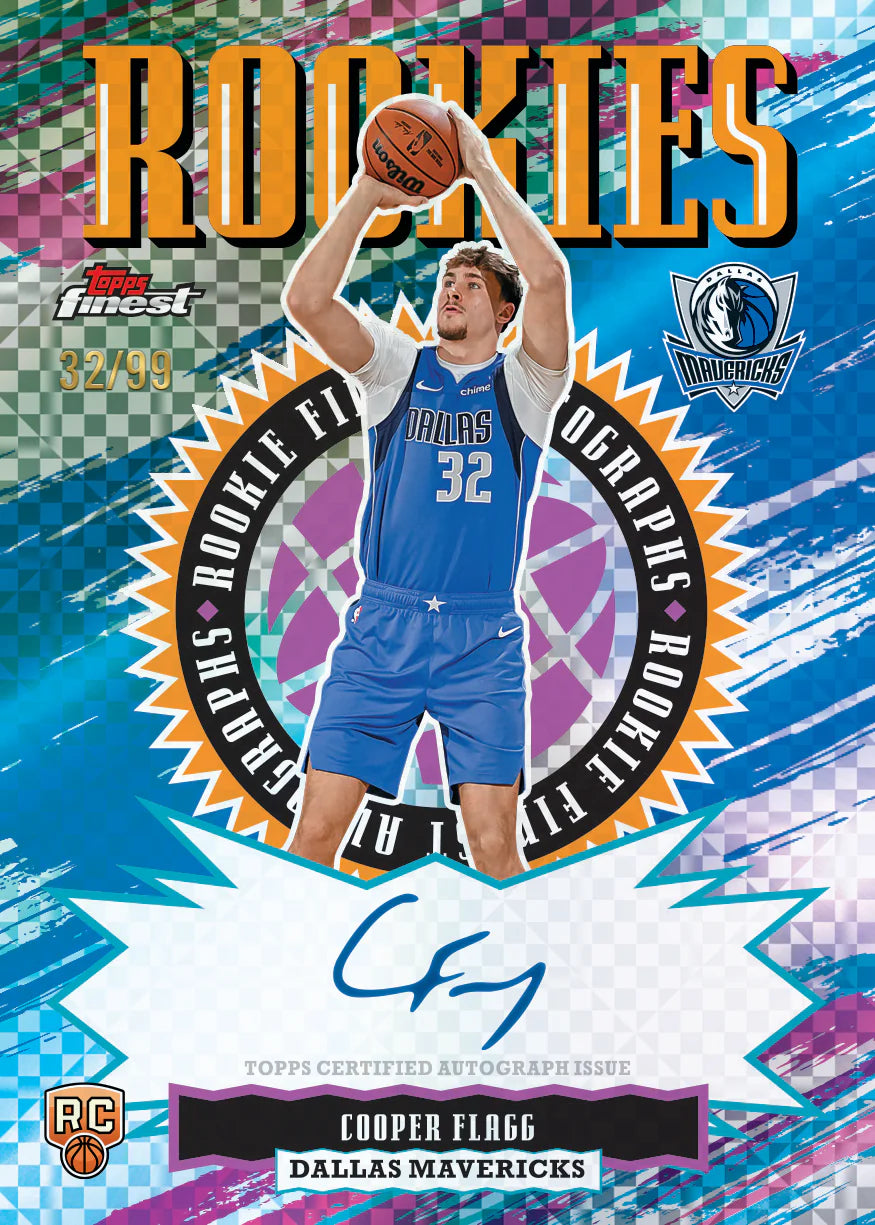 Close-up of Topps Finest 2025-26 Basketball Flagg’s card