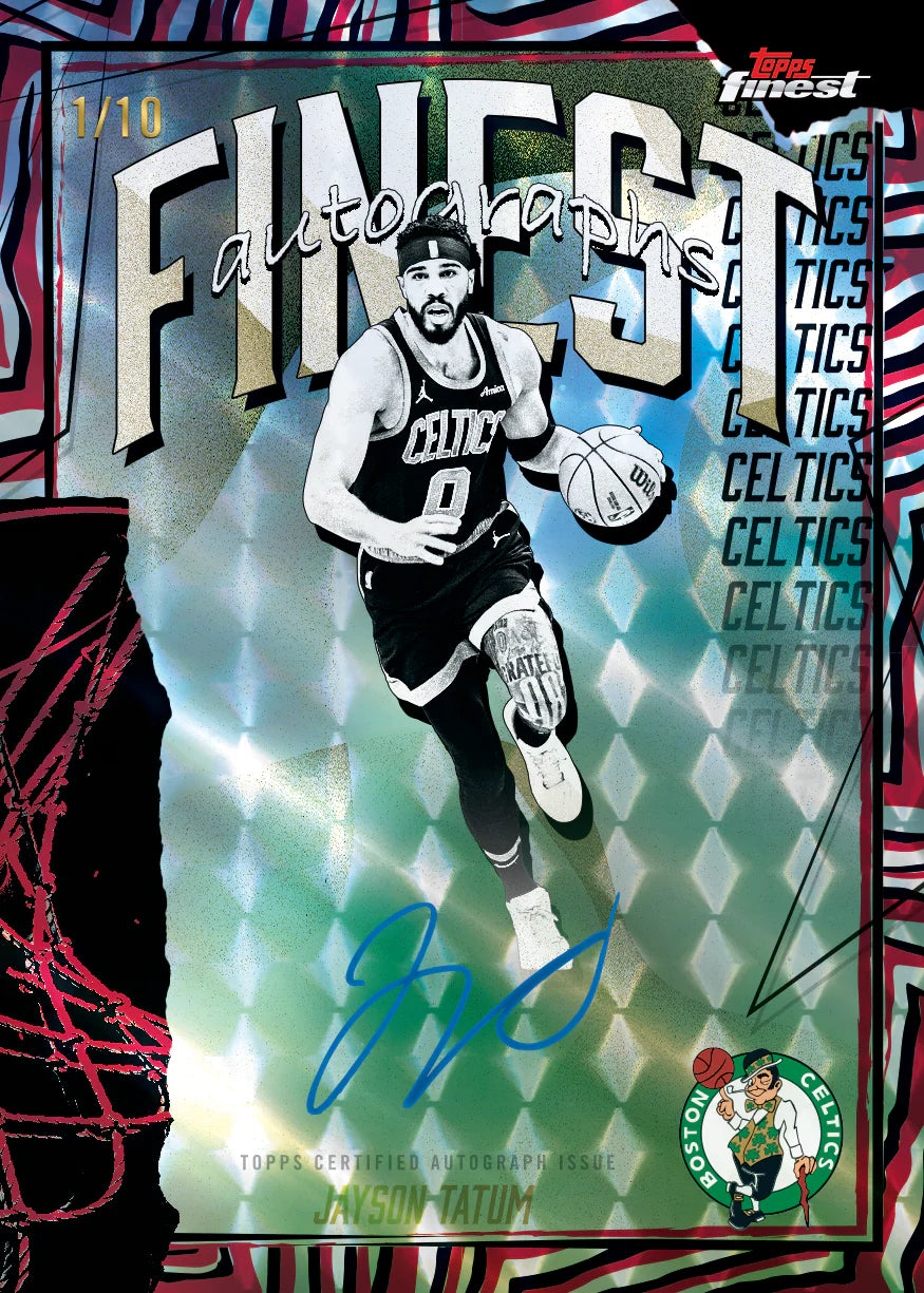 Close-up of Topps Finest 2025-26 Basketball Tatum’s card